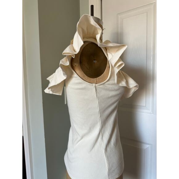 Maeve anthropologie Cream Ribbed Tank Top W/ Ruffle Neckline Sz S - Picture 14 of 15